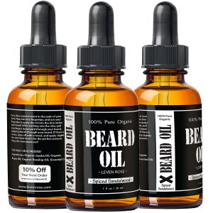 Leven Rose Spiced Sandalwood Beard Oil - front and back